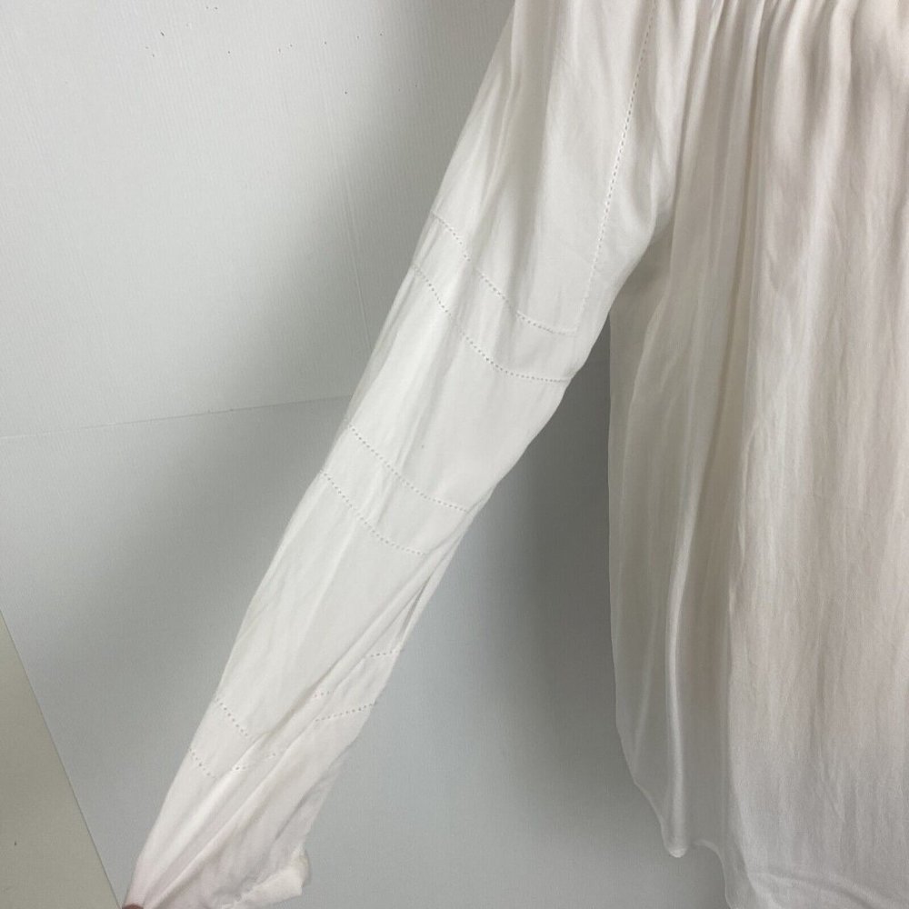 Witchery Size 10 Women's Top Blouse White Relaxed Long Sleeve - Picture 4 of 11